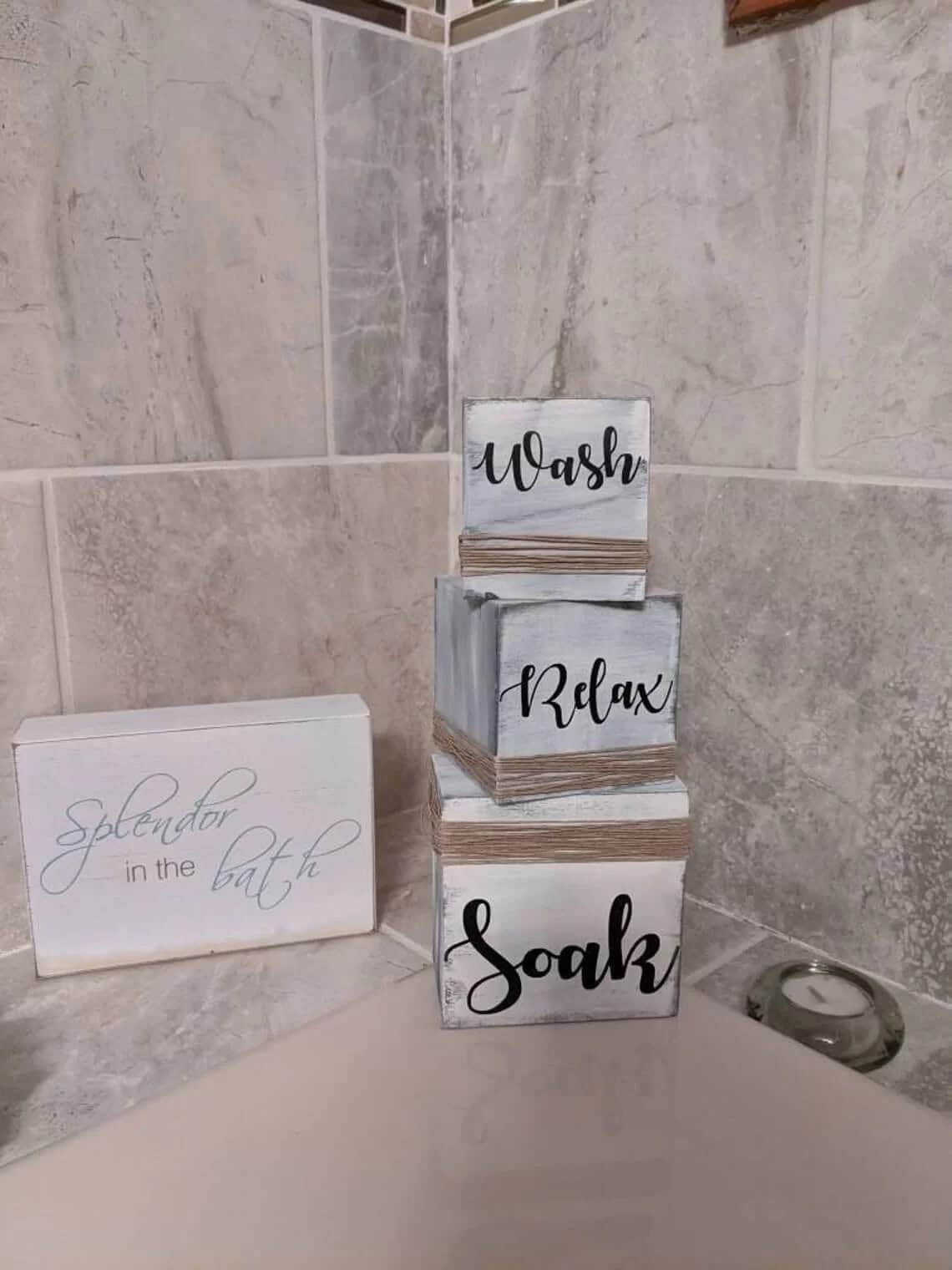 Bathroom Block Rustic Spa Decor