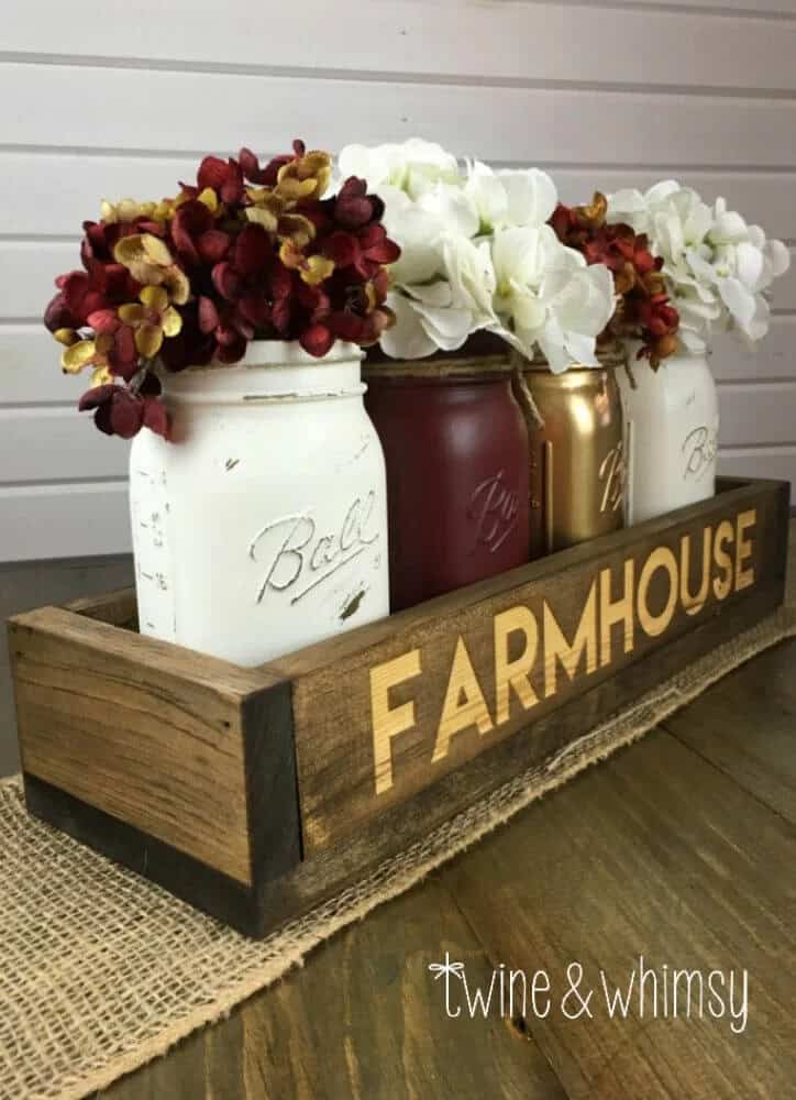 Farmhouse Centerpiece with Vintage Jars