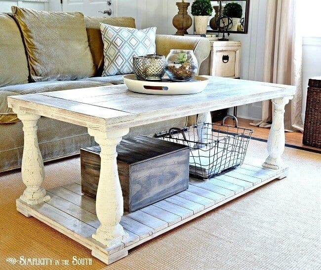 Rustic Newel Post Coffee Table