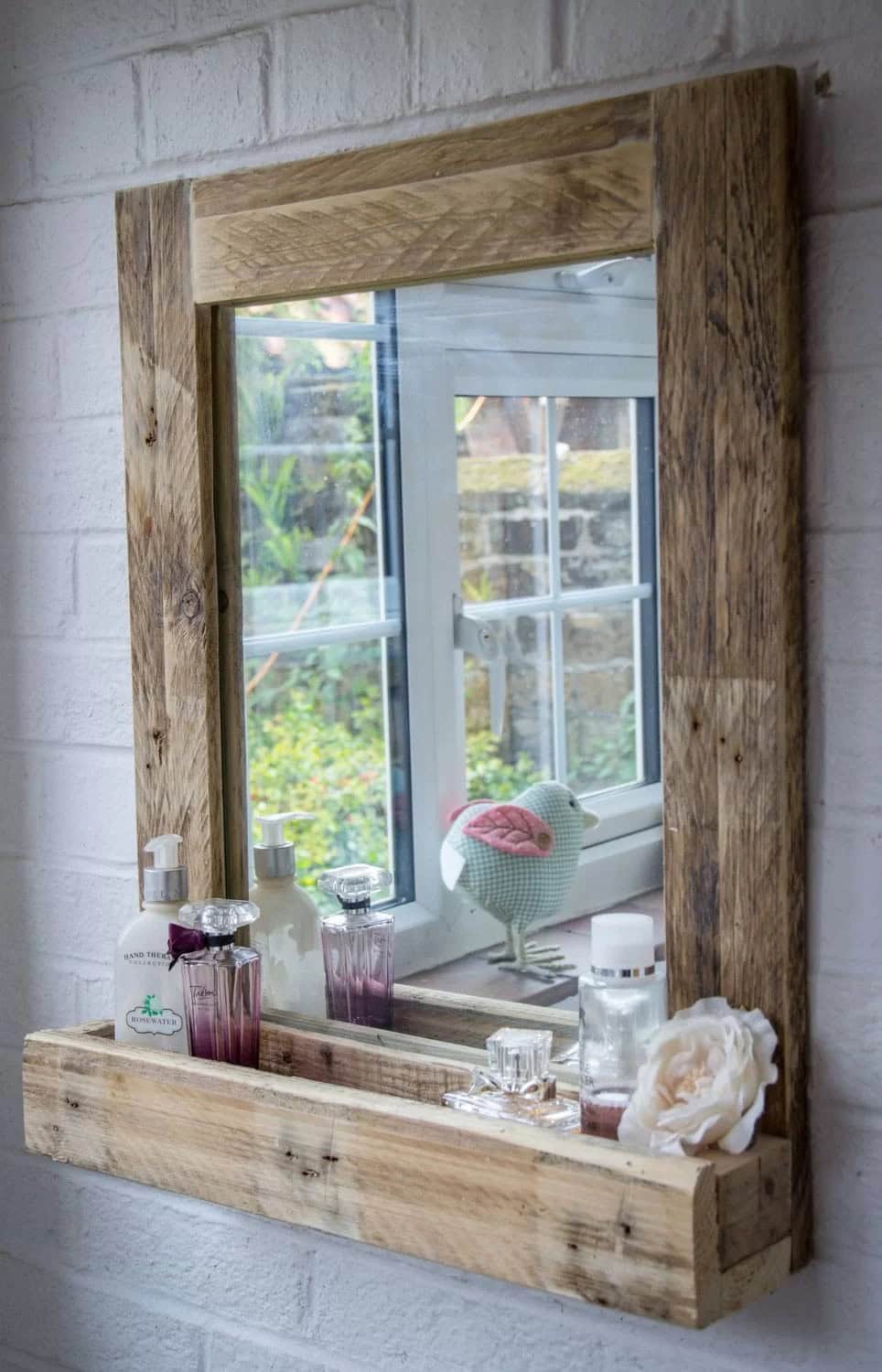 Pallet Wood Mirror Frame with Storage