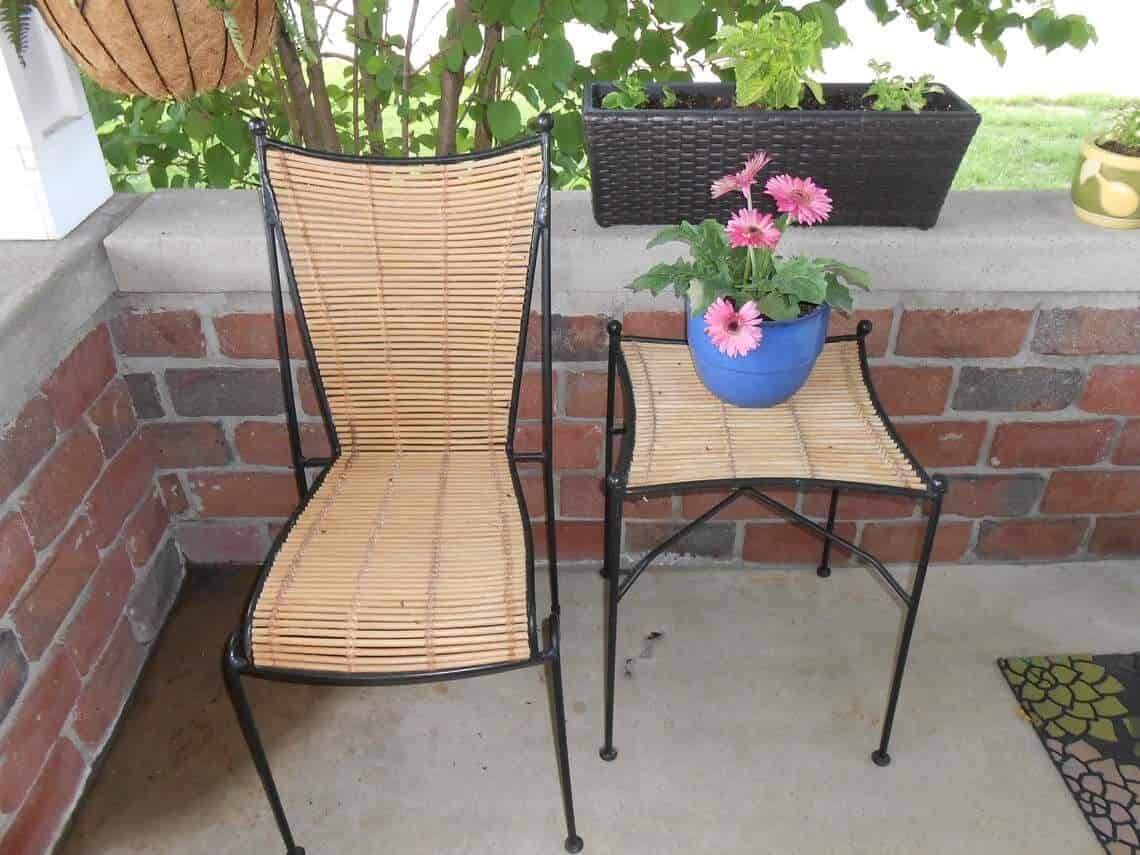 Mid-Century Modern Wrought Iron Table and Chair