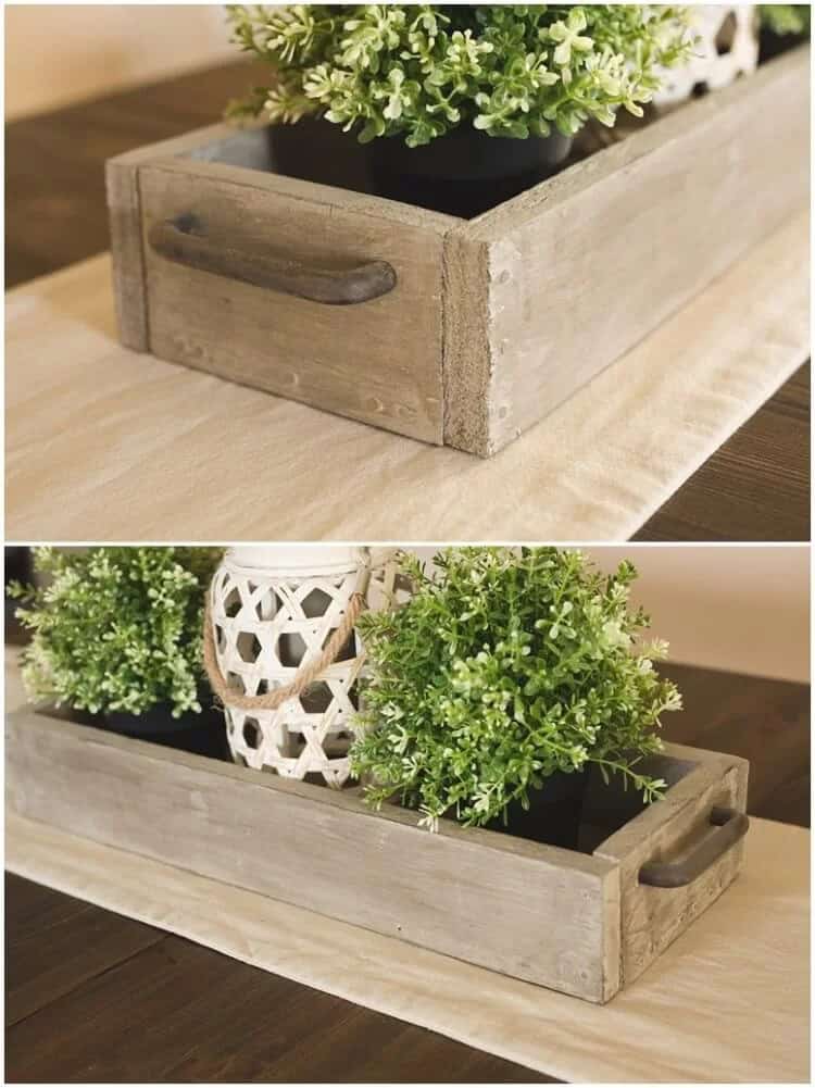 Rustic Barn Wood Box with Metal Handle