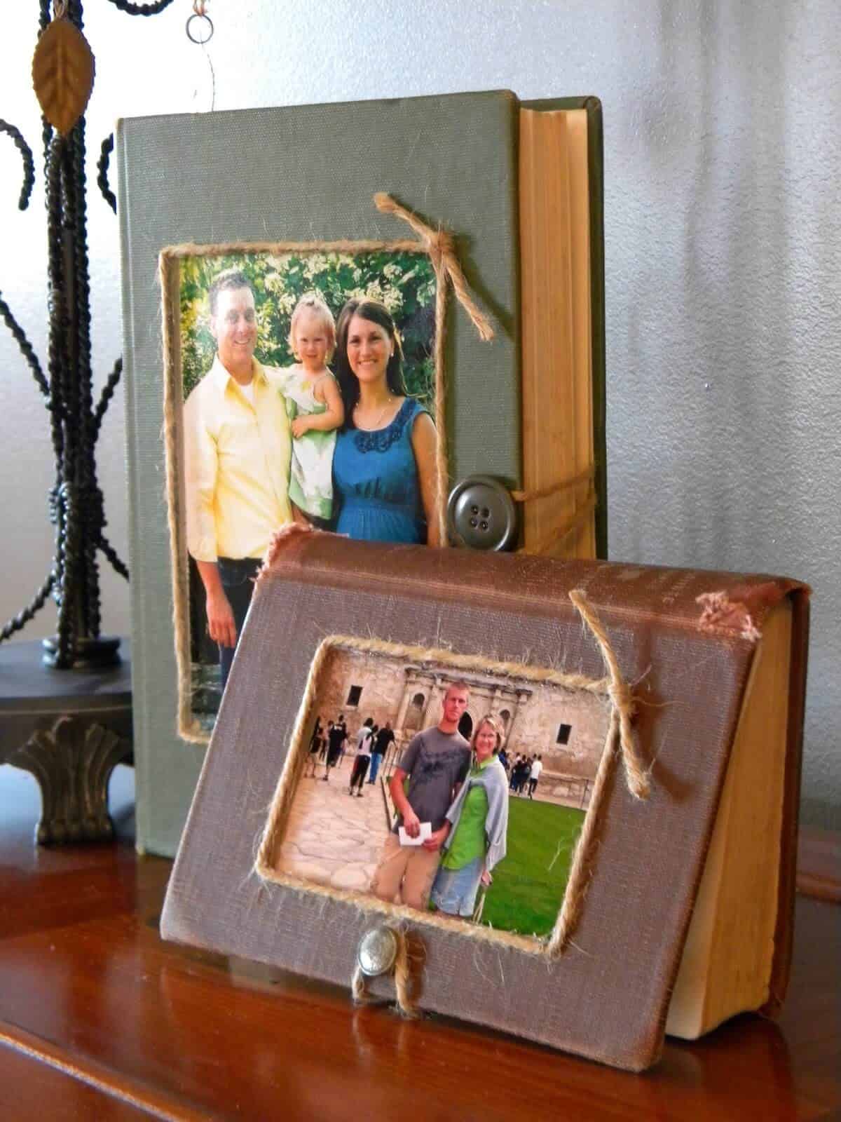 Old Hardcover Book Transformed Into Picture Frame