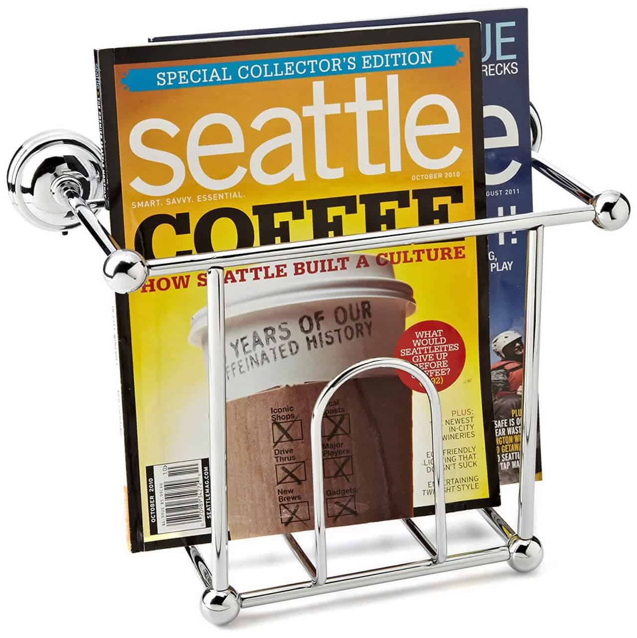 Wire Chrome Magazine Wall Rack