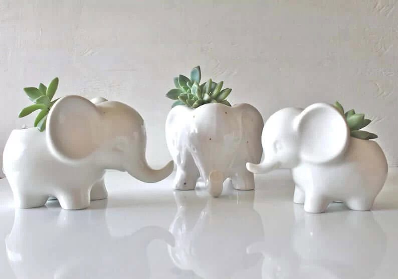 Mini Elephant Ceramic Decor Planters