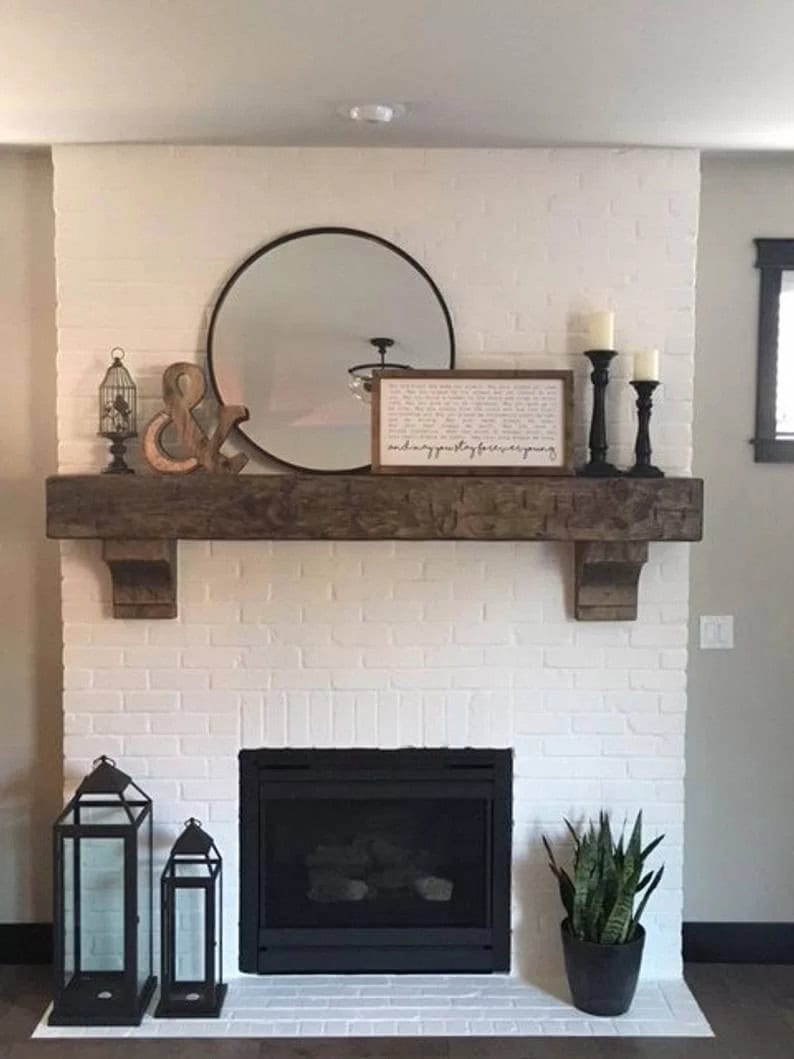 Chunky Textured Wooden Mantel for Your Fireplace