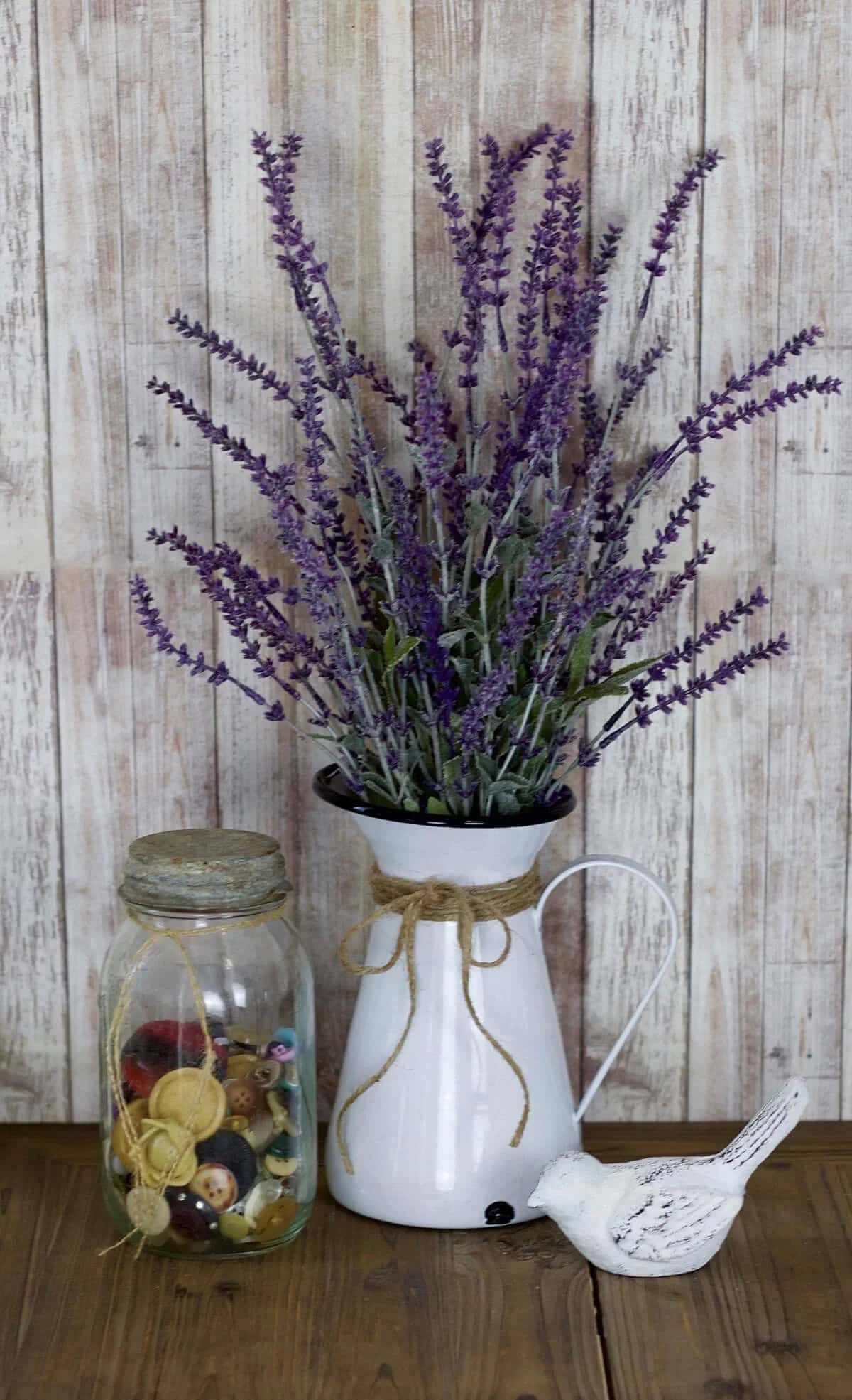 Farmhouse Style Pitcher with Lavender