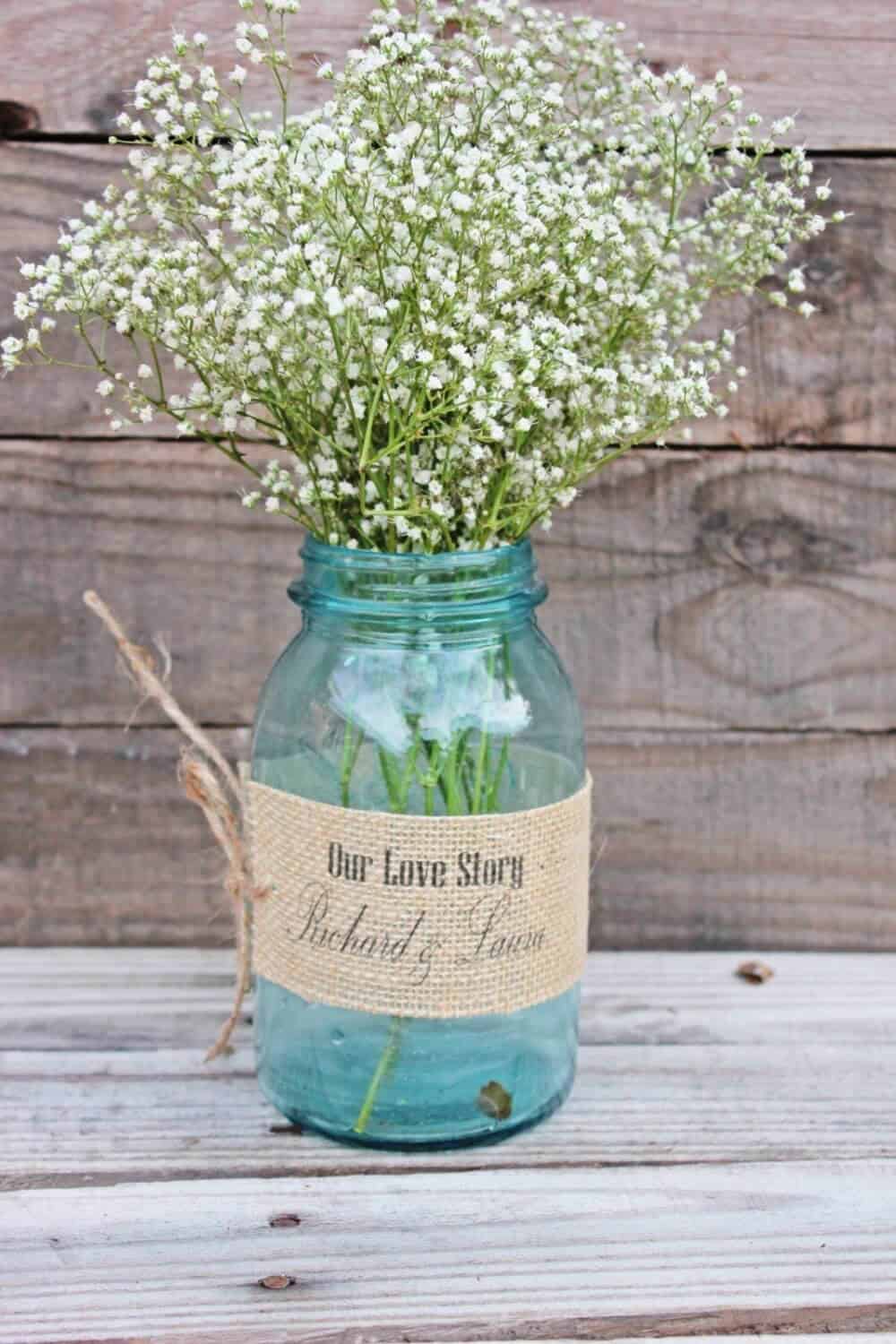 Sea Glass Inspired Mason Jar and Baby’s Breath