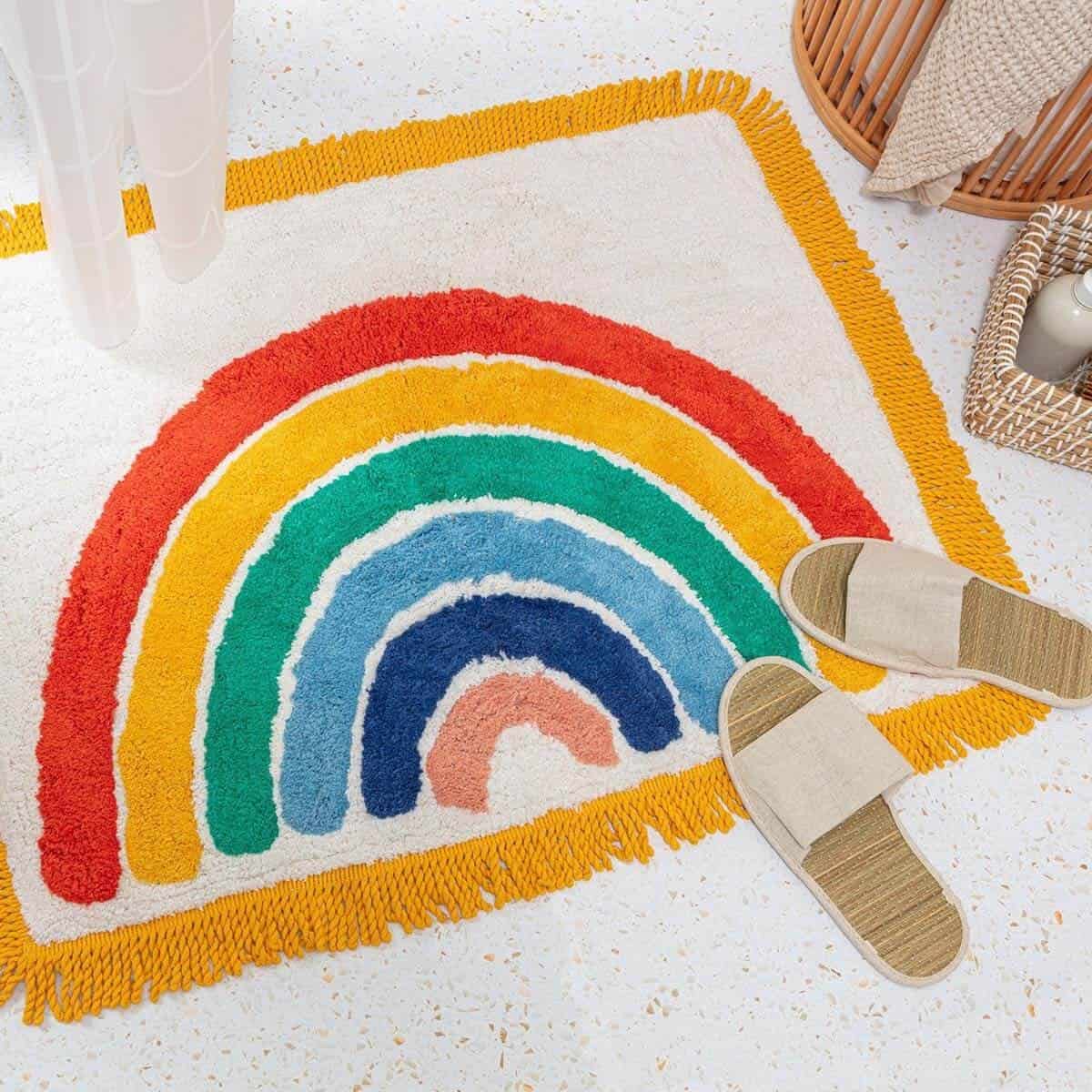 Happy Little and Soft Rainbow Bath Mat