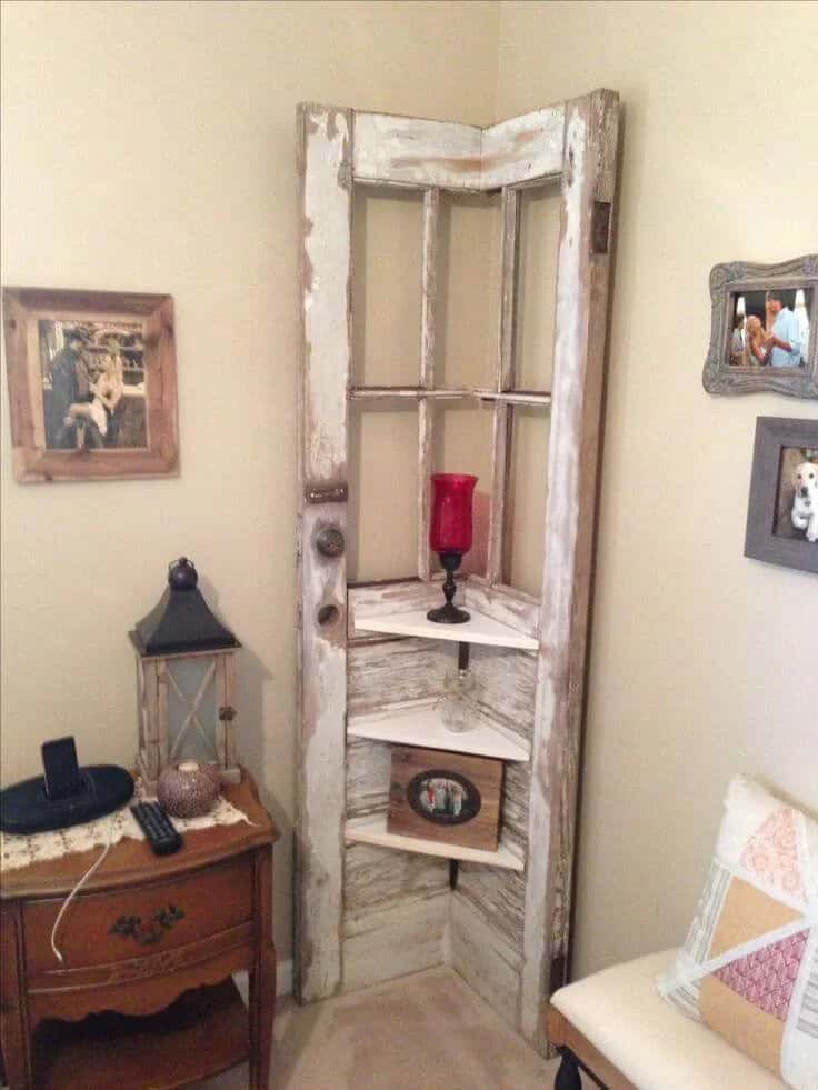 Corner Shelf from a Reclaimed Door