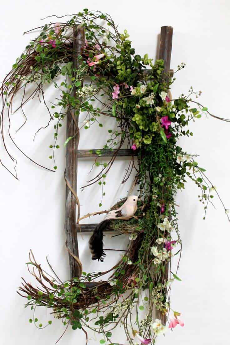 Rustic Window Pane with Flowers and Greenery